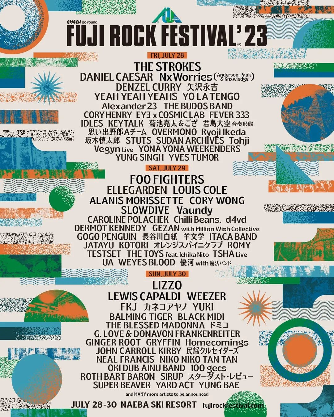 Fuji Rock 2023 歌單